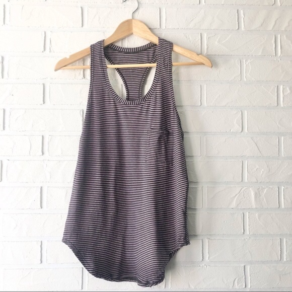 lululemon athletica Tops - Lulu heathered lilac stripe YOGI racerback tank